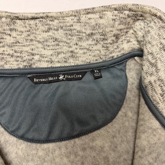 Beverly Hills Polo Club Sweater Men Sz XL Ivory Fleece Quarter-Zip Mock Neck NWT - Picture 10 of 12